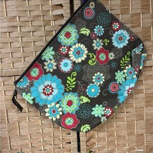 Thirty-One Floral Cosmetic Bag - Black and Blue large